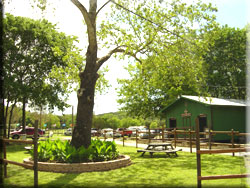 View Of The Bath House & Front Lawn At Mountain Breeze